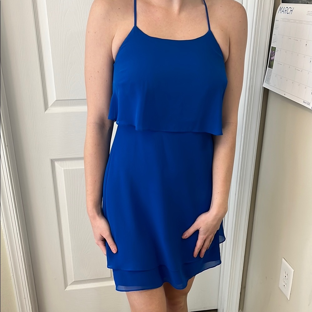 Blue Layered Spaghetti Strap Dress